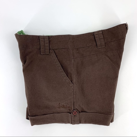 Billabong Brown Linen Blend Button Front Cuffed Shorts, 7 - Picture 3 of 15
